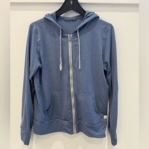 Vuori Halo Performance Heathered Blue Full-Zip Hoodie